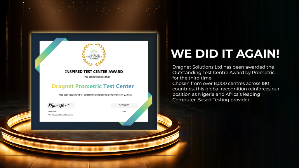 Dragnet Prometric Test Centre Award